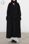 Mutedance 24 Autumn and Winter Collarless Buttoned Belt Long Coat MD-MD24FW20-DARK MD24FW19 MD24FW20